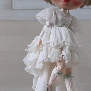 White Neo Blythe Doll Clothes ob24 ob22 Azone,1/6 Bjd Doll Clothes,Blythe Top,Blythe Skirt,Blythe Pants image 7