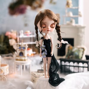 Black Neo Blythe Doll Clothes ob24 ob22 Azone,1/6 Bjd Doll Clothes,Blythe Top,Blythe Skirt,Blythe Pants