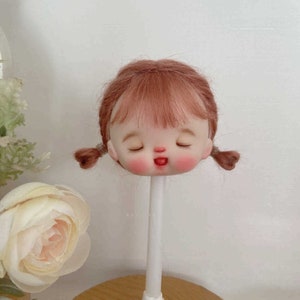 Kawaii Mohair OB11 Doll Wig 5-6&quot; - Red-Brown Hair