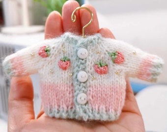 Handmade Strawberry Knitted Sweater for OB11, GSC, Molly Doll