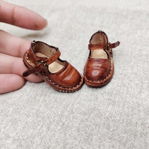 Brown Red Vintage Blythe shoes, Neo Blythe Leather Boots,OB22/OB24 leather shoes, Doll leather Shoes, Azone shoes, Handmade small shoes