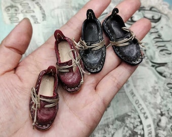 Vintage Leather Doll Shoes: Red & Black Blythe Boots, OB22/OB24, Azone, Miniature