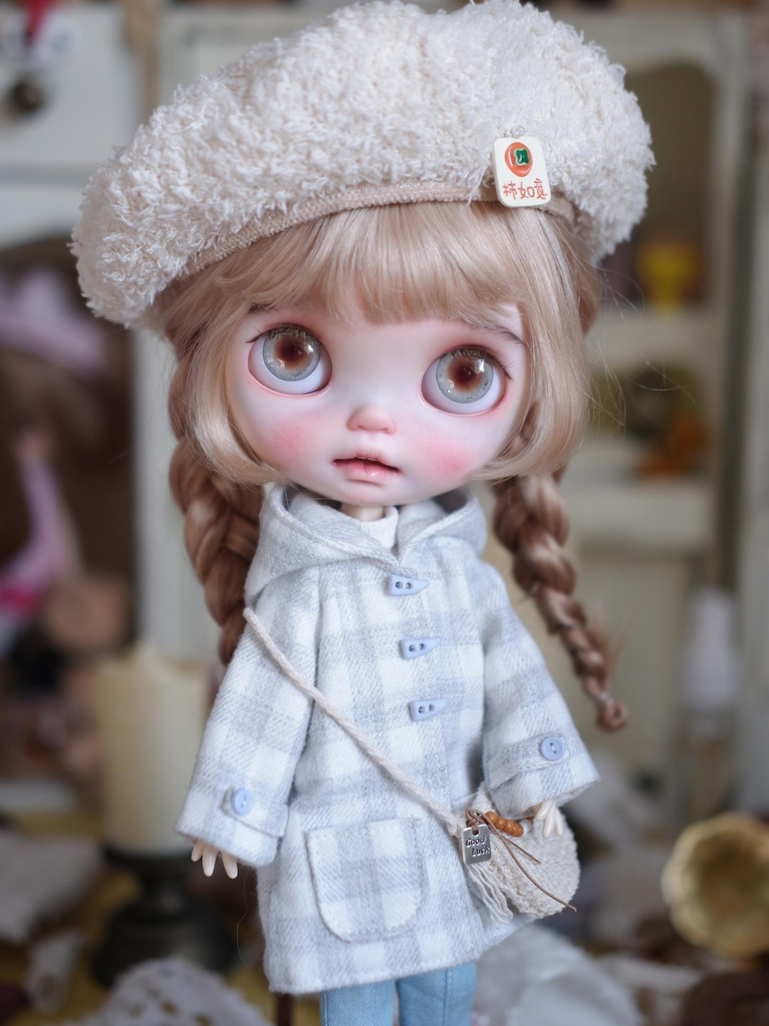handmade-blythe-doll-outfit-set-plaid-hooded-coat-jeans-fleece