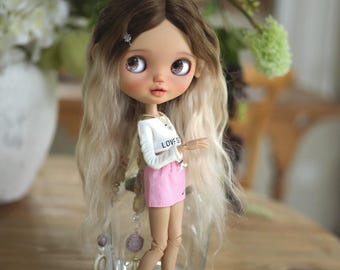 Mohair Blythe Doll Wig, Qbaby, 9-10" Handmade Wig