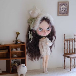 Knitted Outfit/Headdress for Neo Blythe Clothes ob24 ob22 Azone,1/6 Bjd Doll Clothes,Blythe Top,Blythe Pants,Blythe doll clothes