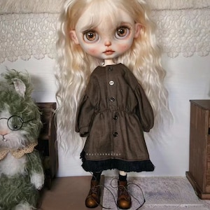 Blythe Doll Clothes: Brown Dress & Socks for OB24/OB22, Azone 1/6 BJD