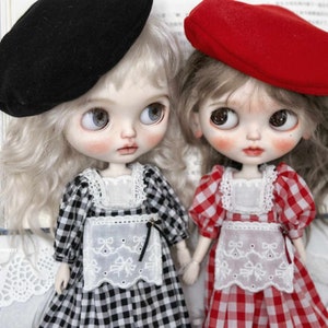 2 Color  Vintage Dress+Beret+lace stockings+apron Neo Blythe Clothes ob24 ob22 Azone,1/6 Bjd Doll Clothes,Blythe Socks,Blythe Top