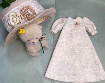 Vintage Floral Doll Dress and Hat, Fits Blythe, OB24, Azone Dolls
