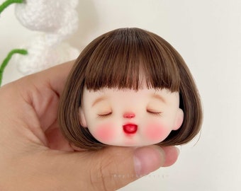 OB11 Doll Mohair Wig: Brown Pink Gold, 5-6&quot; (Hard Shell)
