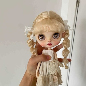Gold Mohair Blythe Doll Wig: Fashion Qbaby Doll Hair (9-10&quot;)