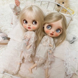 4 Piece Silk Pajamas Neo Blythe Clothes ob24 ob22 Azone,1/6 Bjd Doll Clothes,Blythe Top,Blythe Skirt,Blythe Dress,OB24 Doll Clothes