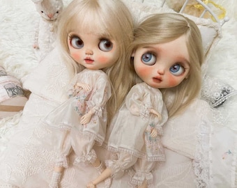 Silk Pajamas: 4-Piece Doll Clothes for Blythe, Azone, OB24 1/6 BJD