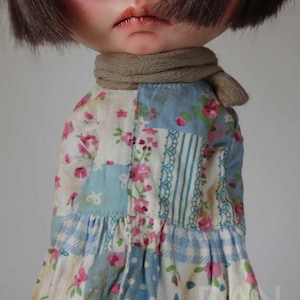 5 Color Vintage Long dress+Scarf Neo Blythe Doll Clothes ob24 ob22 Azone,1/6 Bjd Doll Clothes,Blythe Outfit,Blythe Skirt,Blythe Dress