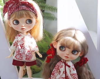 Zestaw ubranek dla lalek Red Cat Floral, 1/6 BJD
