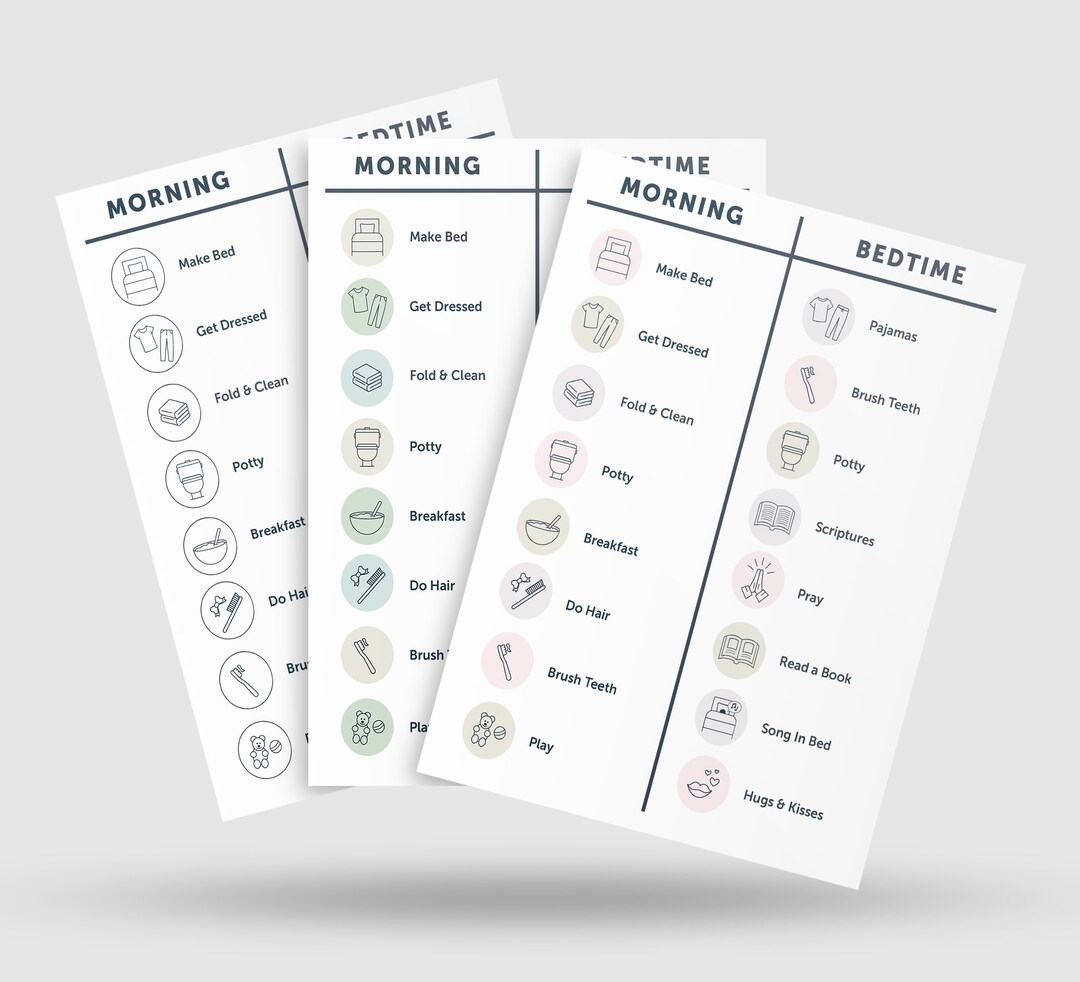 Morning and Evening Chore Chart for Kids, Morning Routine, Bedtime ...