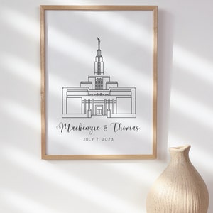 Custom Draper Utah Temple Print, LDS Wedding Gift, Anniversary Gift, LDS Wall Art, LDS Temple Illustration, Church of Jesus Christ Temple