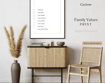 Custom Family Values Print, Family Motto Poster, Custom Family Affirmations Art, Personalized Family Values Sign, Christian Family Values,