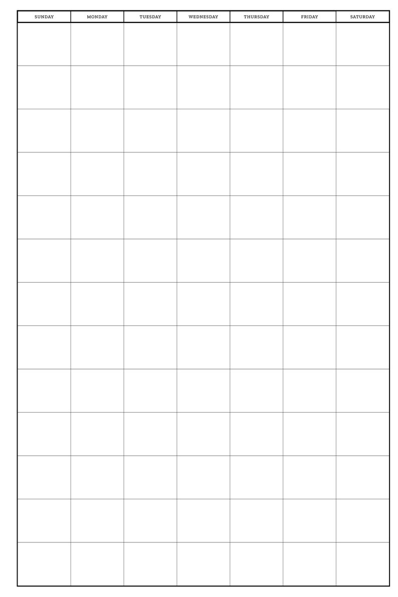 Large Blank Printable Calendar, Digital Download Large Calendar, Family ...