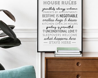 Grandma and Grandpa&#39;s House Rules, Grandparent Rules Sign, Grandparent Gift, Father&#39;s Day Gift, Mother&#39;s Day Gift, Grandparent Wall Art