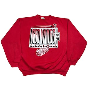 Vintage 90s Detroit Red Wings Red Crewneck Sweatshirt Tultex Men&#39;s XL NHL Hockey