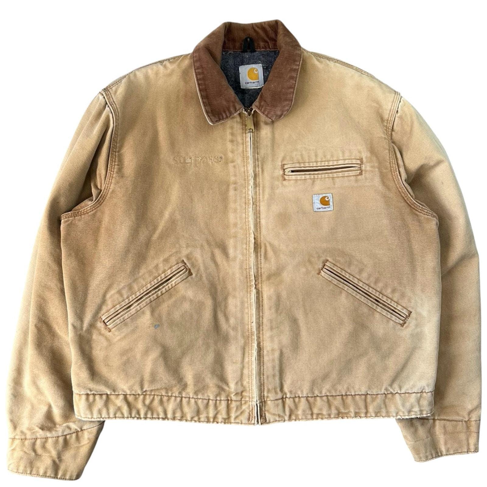 ジャケット・アウター 00s Carhartt Worn Faded Detroit Jacket Vintage Carhartt Faded Brown Detroit Style Jacket - Etsy