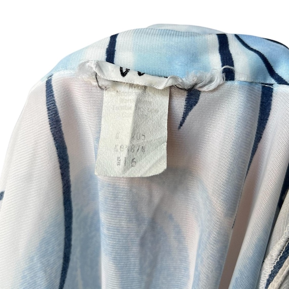 70s Sheer Abstract Print Dagger Collar Button Up … - image 6