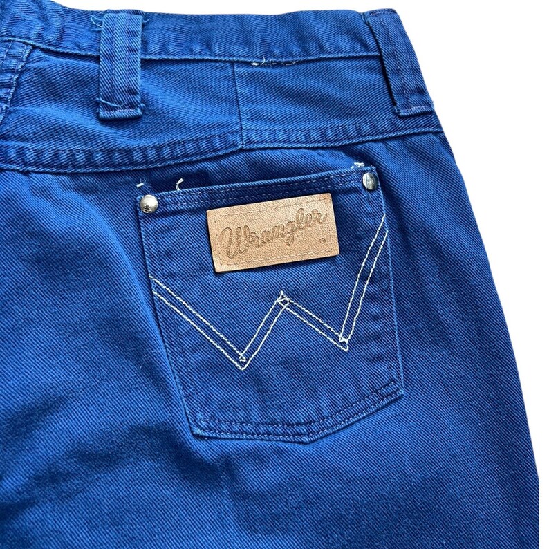 60s 70s Wrangler Royal Blue Bell Bottoms Jeans Scovill Zipper Women’s 18 Made in USA Hippie Boho Flares image 3
