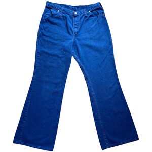 60s 70s Wrangler Royal Blue Bell Bottoms Jeans Scovill Zipper Women’s 18 Made in USA Hippie Boho Flares image 4
