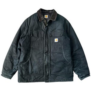ジャケット・アウター carhatt damage faded traditional jacket Vintage Carhartt Painted Faded Dark Brown Sherpa Lined Arctic