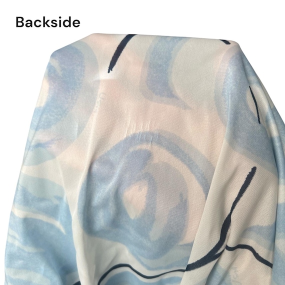 70s Sheer Abstract Print Dagger Collar Button Up … - image 7