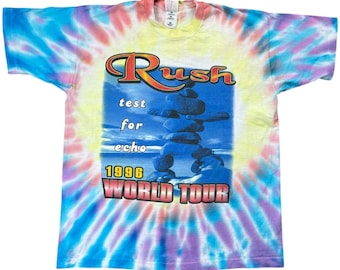 Vintage 1996 Rush World Tour Test For Echo Tie Dye Single Stitch T-Shirt Double Sided Men’s XL