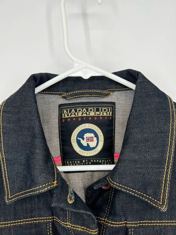 Napapijri Geographic Dark Wash Denim Jacket Embro… - image 4