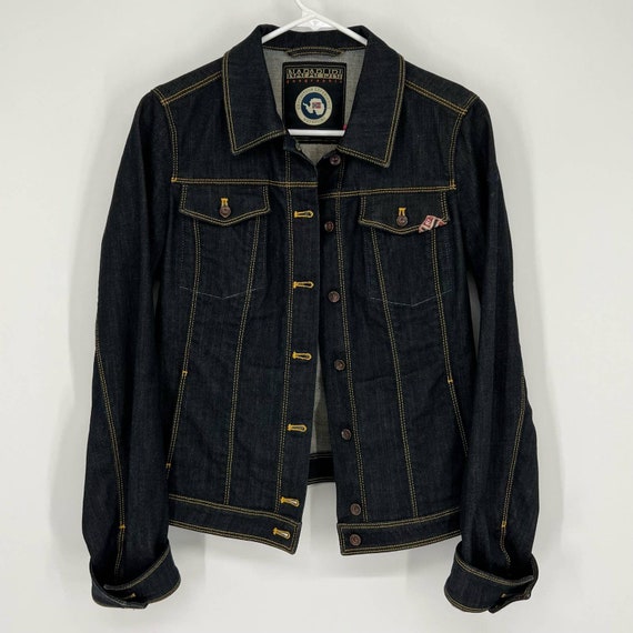 Napapijri Geographic Dark Wash Denim Jacket Embro… - image 1