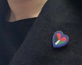 Palestine Flag Pin / Palestine Heart Pin. -- All Proceeds Go To Gaza