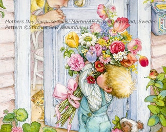 Mothers Day Surprise cross stitch pattern by Lisi Martin/AB Pictura, Karlstad, Sweden (Digital Format)