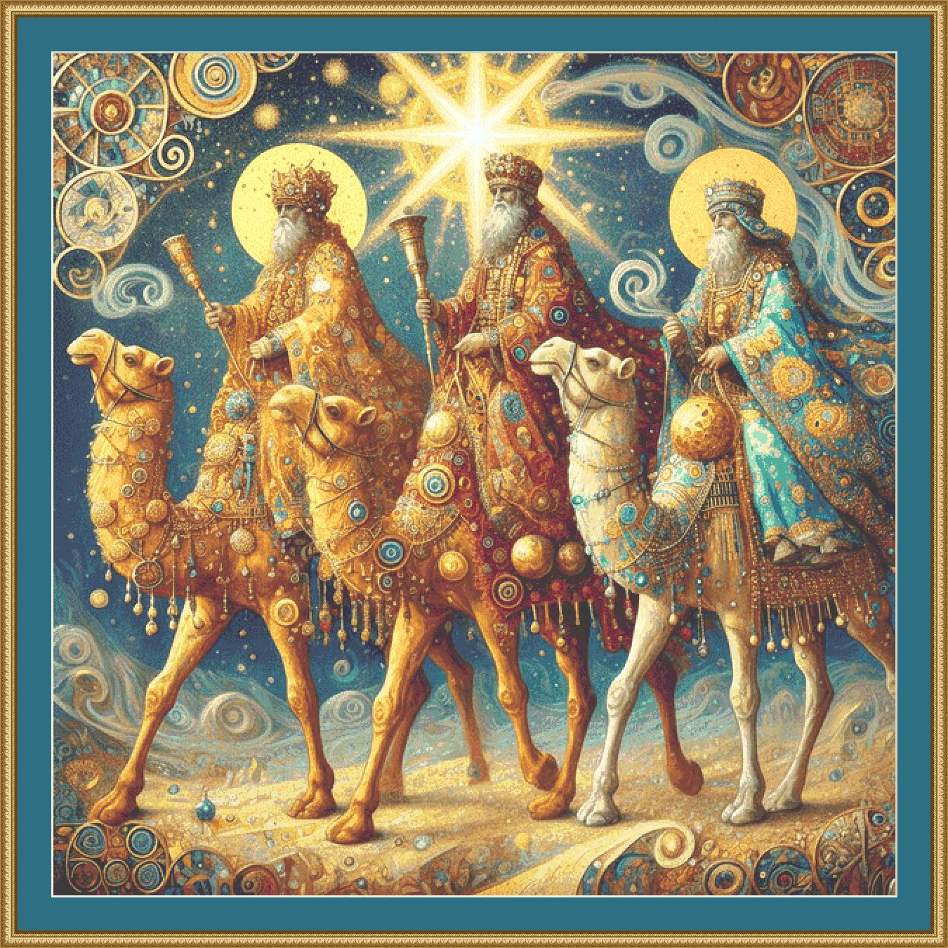 Kit Broderie Noël Columbia Minerva - Three Wise Men 7876 (Neuf, Hoop Inclus)