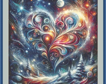 Blizzard of Colors Winters Embrace counted cross stitch pattern by World of Love Hearts/Adrian G. Eyre (Digital Format)