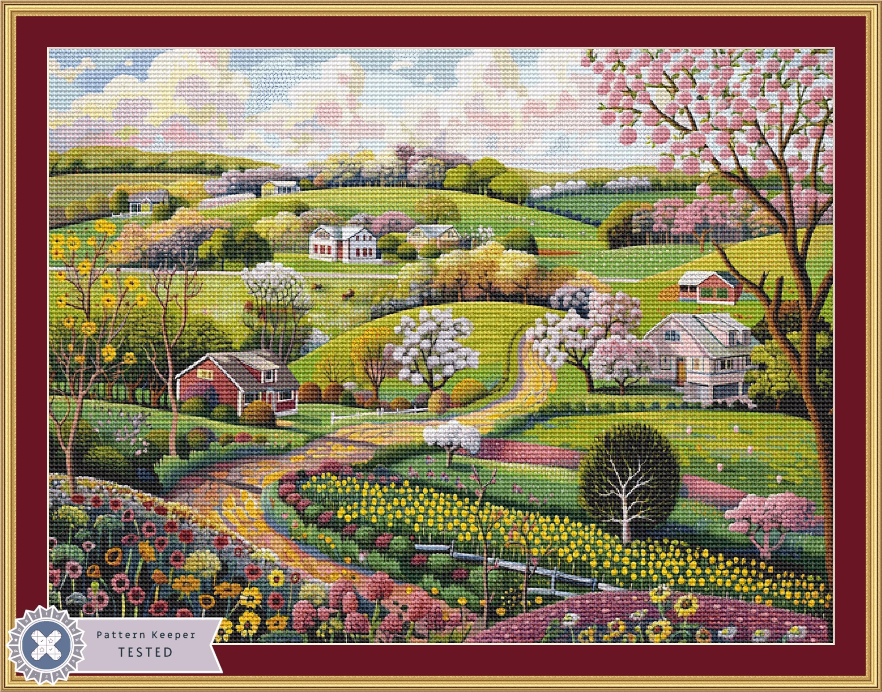 Springtime in the Countryside (max Size/color) Counted Cross