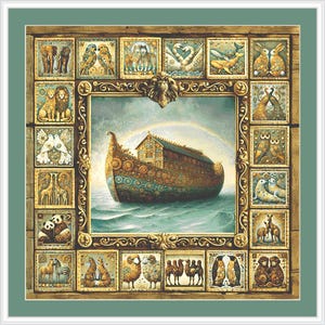 Noah's Ark counted cross stitch pattern by Mystic Vision Gallery (Digital Format)