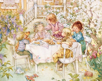 The Tea Party (Small) cross stitch pattern by Lisi Martin/AB Pictura, Karlstad, Sweden (Digital Format)