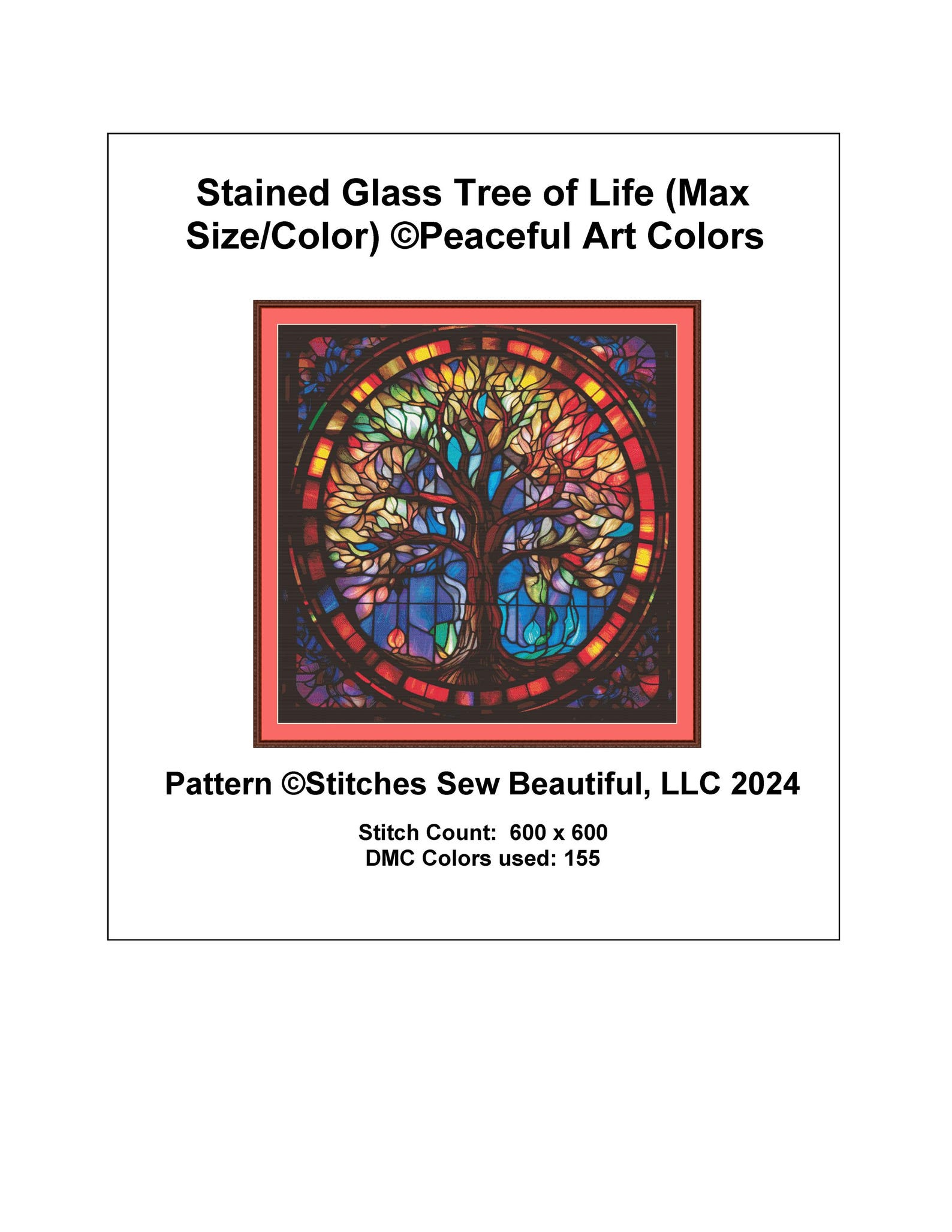 Stained Glass Tree of Life (max Size/color) Counted Cross Stitch ...
