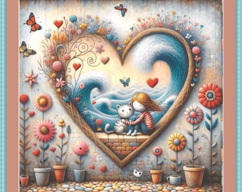 Cradled by Waves Filled With Love and Wonder Counted Cross Stitch
