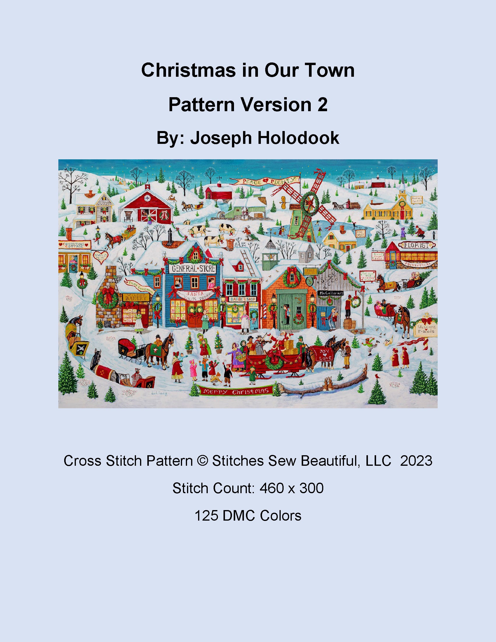 Christmas in Our Town Version 2 Cross Stitch Pattern by Joseph