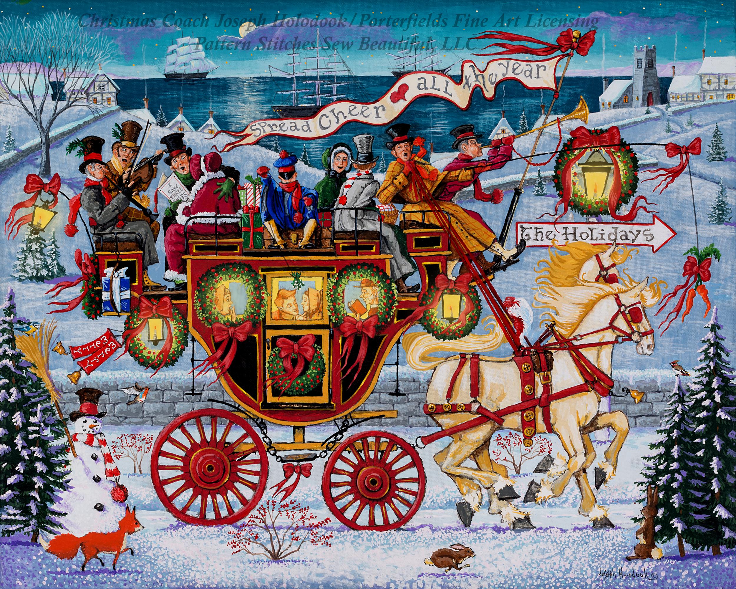 Christmas Coach Cross Stitch Pattern by Joseph Holodook (digital