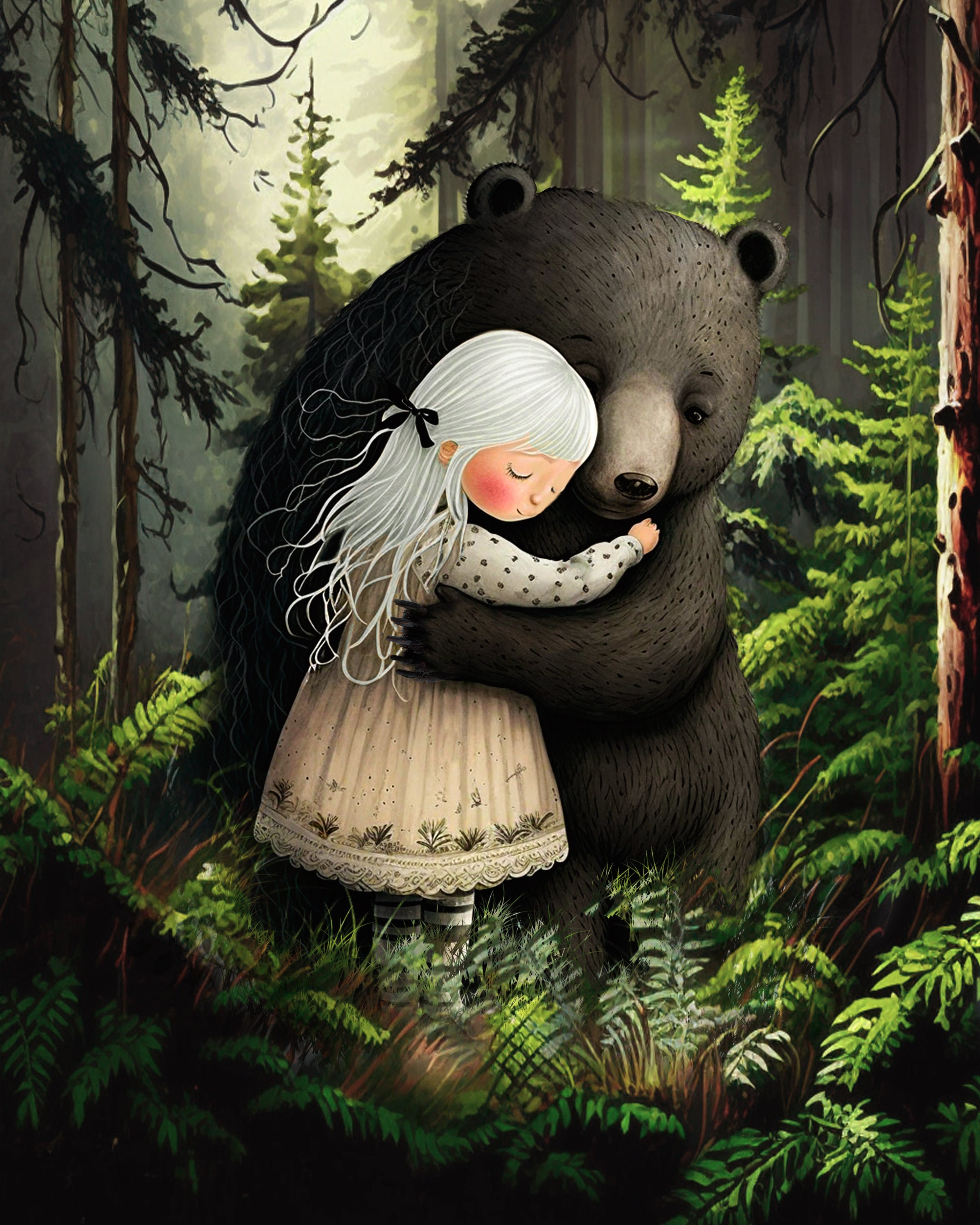 Girl Hug Bear cross stitch pattern by Tammy L. Gross (Digital Format)