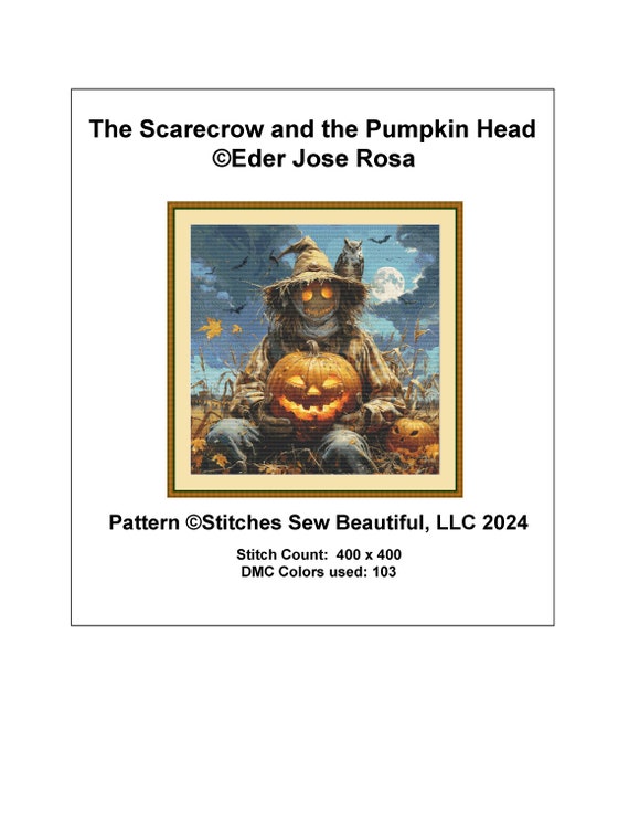 The Scarecrow and the Pumpkin Head Cross Stitch Pattern by The Scarecrow and the Pumpkin Head Cross Stitch Pattern by