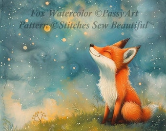 Fox Watercolor cross stitch pattern by PassyArt (Digital Format)