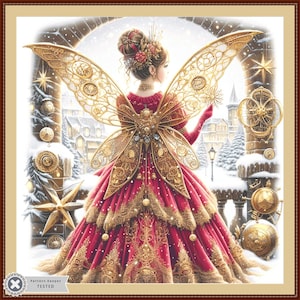 Steampunk Christmas Fairy 2 (max. maat/kleur) geteld kruissteekpatroon van AdneLStudio (digitaal formaat)