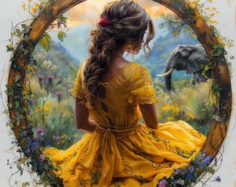 Serene Woman with Elephant (Max Color) cross stitch pattern by Eder Jose Rosa (Digital Format)