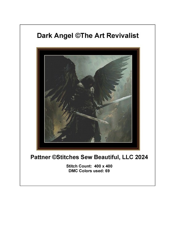 Dark Angel Cross Stitch Pattern by the Art Revivalist (digital